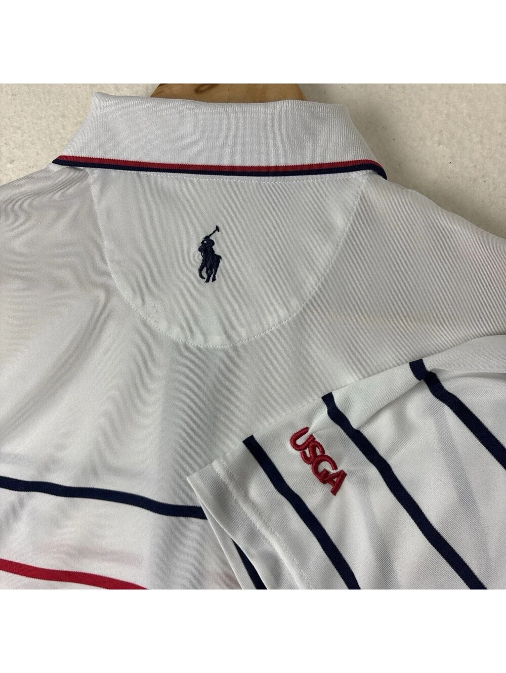 US Open Collection by Ralph Lauren Polo Shirt Mens L Striped Pebble Beach 2019